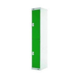 image of Two Compartment Locker D300mm Green Door Dimensions H1800 x D300 x