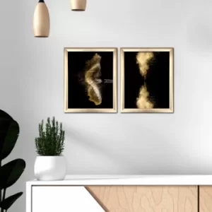 Image of 2ACT-001 Multicolor Decorative Framed MDF Painting (2 Pieces)