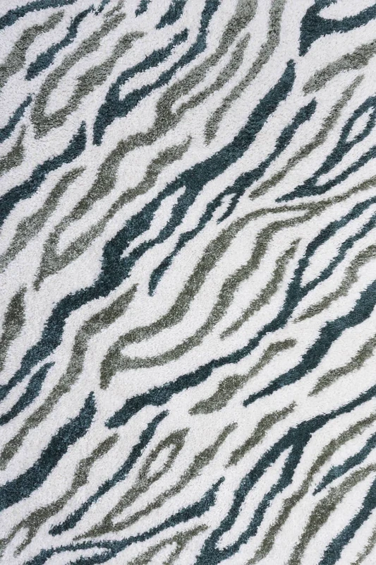 Image of THE RUGS Moodi Abstract Design Shaggy Soft High Pile Living Room Rug & Runner in Green Size: 80cm x 150cm Green Unisex 80cm x 150 cm