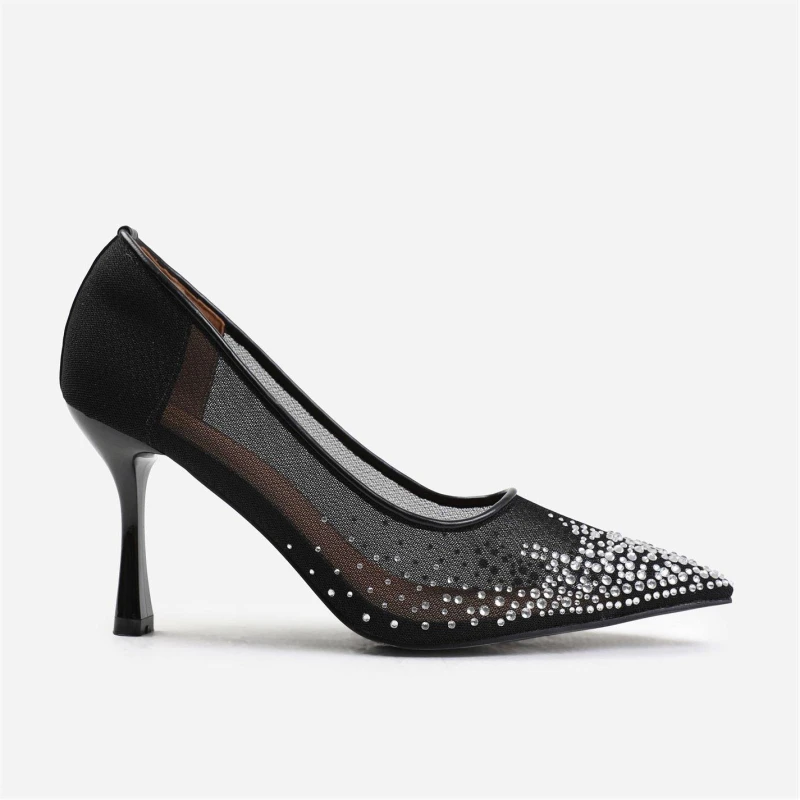 Image of Wheres That From Delina Court Shoe With Diamante Detailing In Black female 3