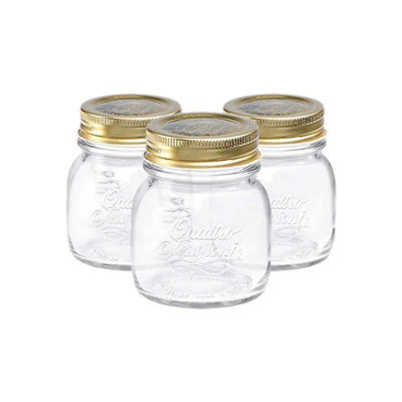 Image of Bormioli Rocco Quattro Stagioni Glass Storage Jars 150ml Pack of 3 Clear