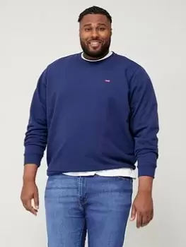 Image of Levis Big & Tall Small Logo Crew Neck Sweat - Navy, Size 3XL, Men