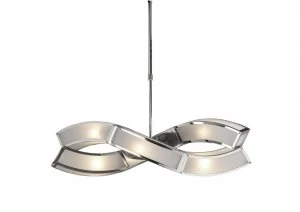 Image of E27 Ceiling Pendant 2 Arm 6 Light E27, Polished Chrome, White Acrylic