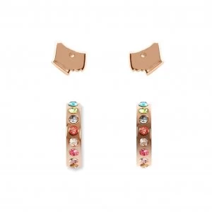 Image of Radley 18ct Rose Gold Dog Stud and Hoop Earring Set