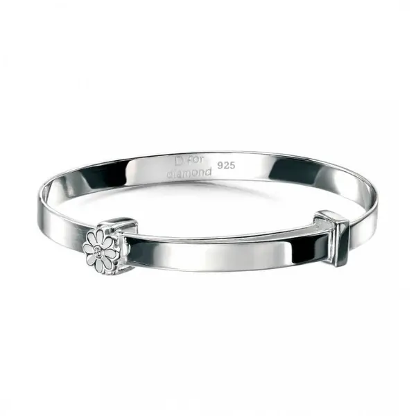 Image of D For Diamond Sterling Silver White Enamel Daisy Bangle B4316