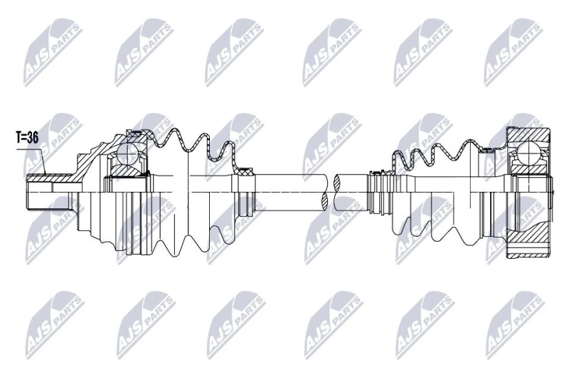 Image of NTY NPW-AU-104 Drive shaft Manual Transmission, Front Axle Left Drive Shaft (13)