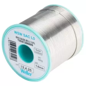 image of Weller T0051386699 Solder, 96.5/3/0.5, 217 Deg, 1.6Mm, 500G