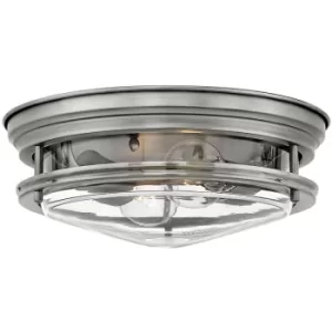 Image of Plafonnier Hadrian Nickel antique avec verre clair 30,5 Cm
