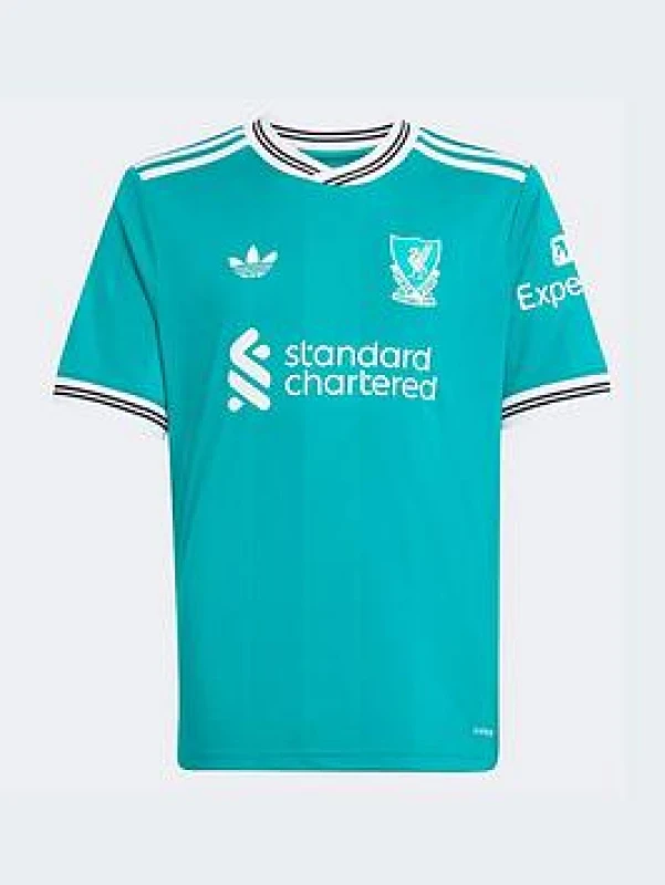 Image of adidas Liverpool Third Shirt 2025 2026 Juniors - Green Male 7 - 8 Years