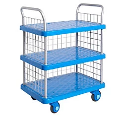 image of PROPLAZ PPS98Y Three Tier Trolley, Mesh Side & Ends, 300kg