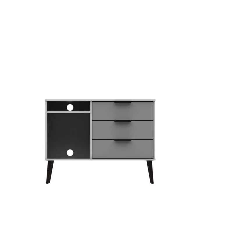 Image of Ready Assembled 2 U Fuji 3 Drawer TV Unit (Ready Assembled) in Mid Grey Mid Grey Unisex
