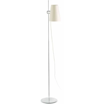 image of Faro Lupe - 1 Light Adjustable Floor Lamp Chrome with White Shade, E27