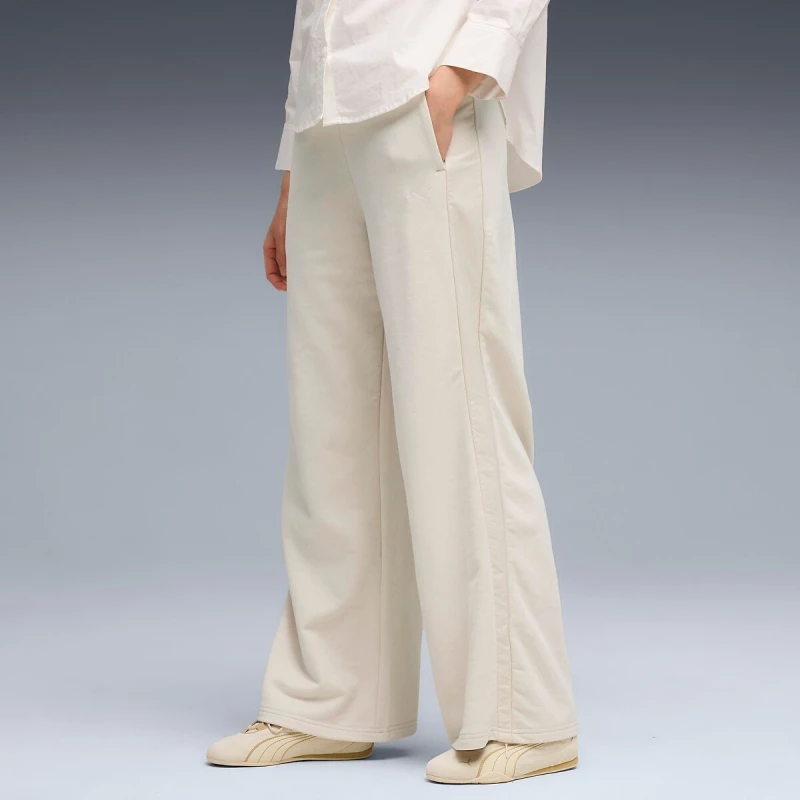 Image of Puma Her High Waist Wide Leg Joggers Ecru Cotton M
