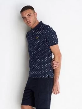 Image of Lyle & Scott Flag Print Polo Shirt - Navy