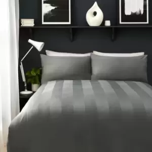 Image of Appletree Boutique - Capri Dobby Stripe 100% Cotton 200 Thread Count Duvet Cover Set, Charcoal, King