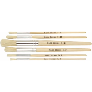 Image of Hog Short Round Pack 60 /10 x sizes 4, 6, 8, 10, 14, 18 - Major Brushes