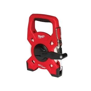 Image of Milwaukee Hand Tools Fibreglass Open Long Tape 30m/100ft (Width 13mm)