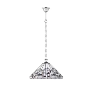 Image of Metropolitan 1 Light Medium Ceiling Pendant Tiffany glass, chrome effect plate, E27