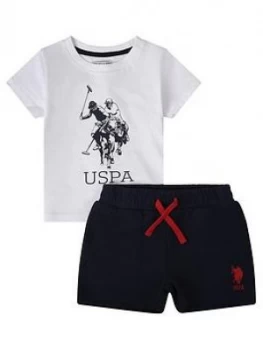 Image of U.S. Polo Assn. Toddler Boys T-Shirt And Short Set - White/Navy
