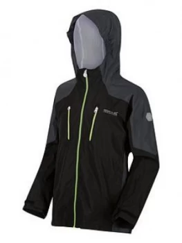 image of Regatta Boys Junior Calderdale Hooded Jacket - Black/Grey