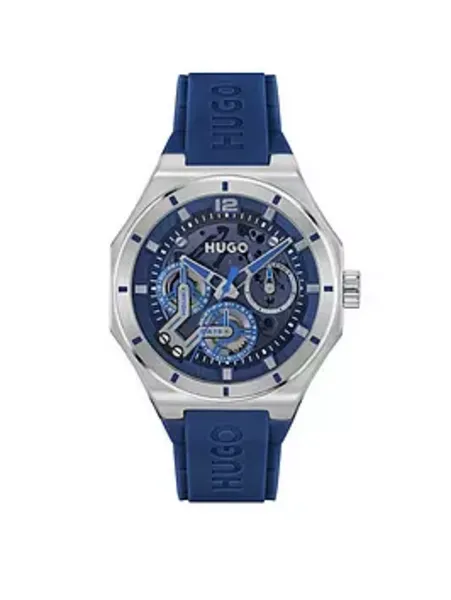 Image of HUGO 1530375 Mens #Grail Skeleton (44mm) Blue Dial / Blue Watch