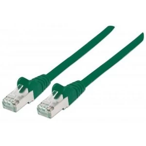 image of Intellinet Network Patch Cable Cat6A 15m Green Copper S/FTP LSOH / LSZH PVC RJ45 Gold Plated Contacts Snagless Booted Polybag