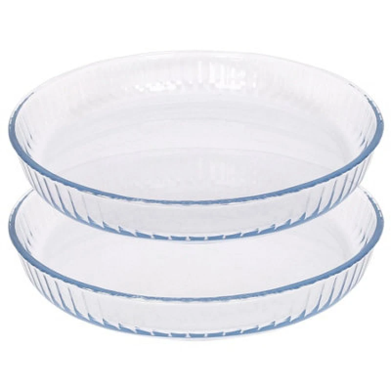 Image of Argon Tableware Optical Round Glass Oven Dishes - 32Cm X 32Cm - Pack Of 2