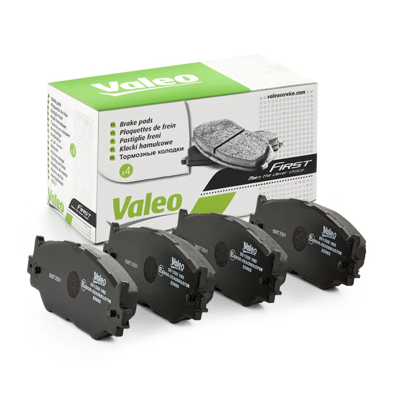 Image of VALEO 301035 Brake pad set Front Axle, without integrated wear sensor, FIRST, without anti-squeak plate Brake Pad Set,disc brake (402)