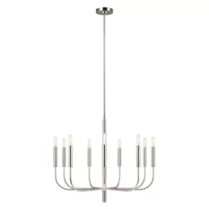 Brianna 9 Light Chandelier, Polished Nickel, E14