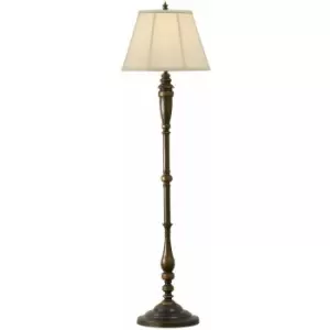 Image of Loops - Floor Lamp Steel Stem Natural Textured Linen Shade Astral Bronze LED E27 60W