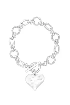 image of Silver Molten Heart Ball Chain Bracelet