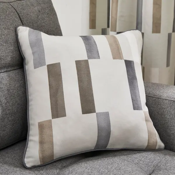 Fusion Oakland Cotton Cushion Beige/Grey