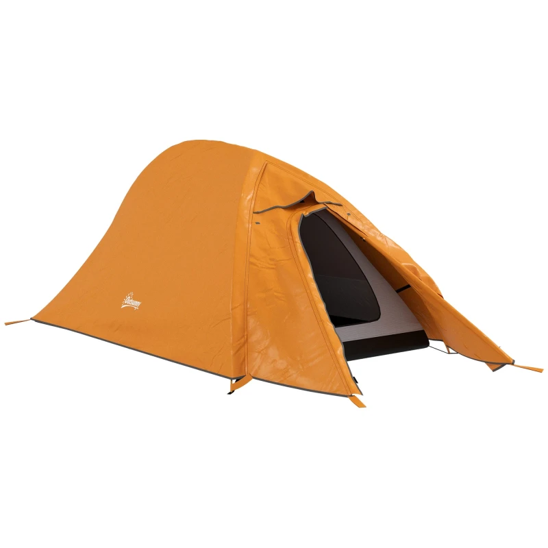 Image of Outsunny Double Layer Camping Tent for 1-2 Man - Orange A20-424V00OG