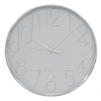 HOMETIME Silver & Cool Grey Wall Clock with 3D Dial - 30cm