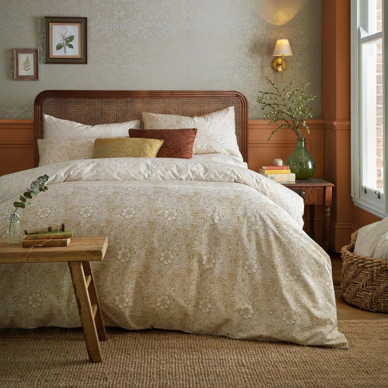 Image of William Morris At Home Marigold Duvet Cover Bedding Set Honey