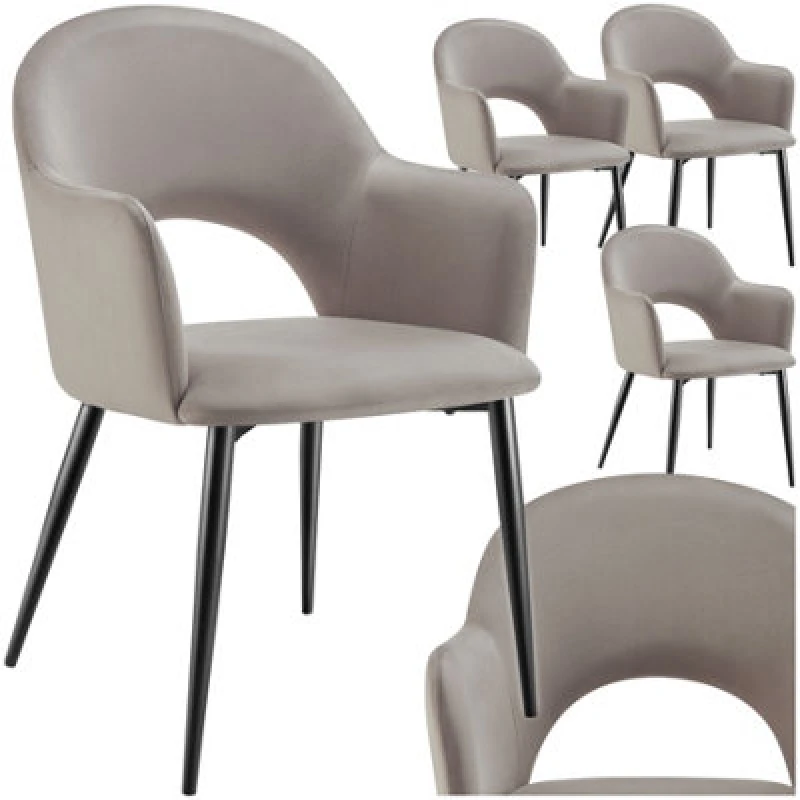 Image of tectake Dining Chair Sasha Set Of 4 - Taupe Size: 4 Pack Taupe Unisex 4 Pack