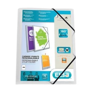 Image of Elba Polyvision A4 Document Wallet Polypropylene Elastic Straps Clear Pack of 12