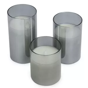 image of LED Candles - Set of 3 M&W Grey