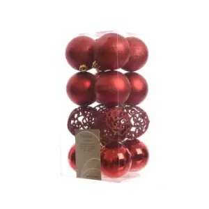 image of Kaemingk Shatterproof Baubles (Pack Of 16) (16 x 60mm) (Christmas Red)