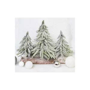 Image of Decorative Snow Topped Mini Christmas Tree Display