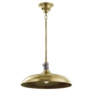 Image of 1 Light Semi Flush Dome Ceiling Pendant Light Brass, E27