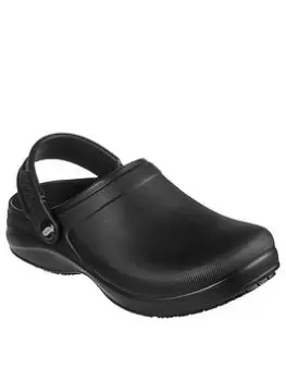 Image of Skechers Riverbound Arch-Fit Workwear Clog Flat Shoes - Black, Size 3, Women