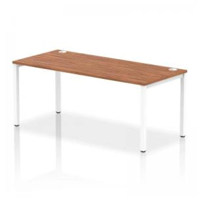 Image of Impulse Impulse Bench Single Row 1800 White Frame Office Bench Desk Walnut IMBS18WNTW
