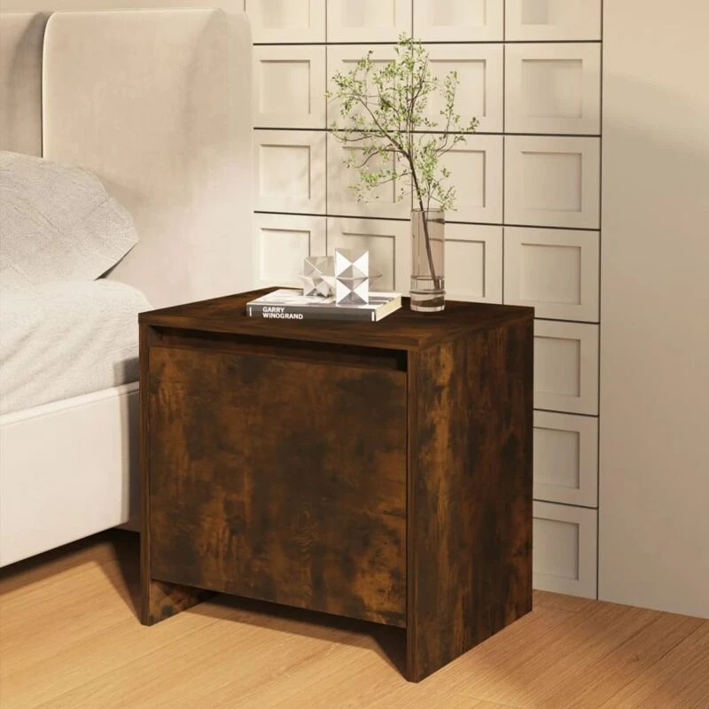 Image of VIDAXL Bedside Cabinet Smoked Oak 45x34x44.5cm Engineered Wood Vidaxl 8720286837283