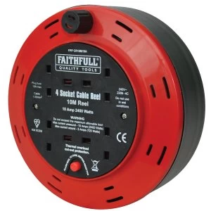 Image of Faithfull Cable Reel 240V 10M 10A 4 Socket