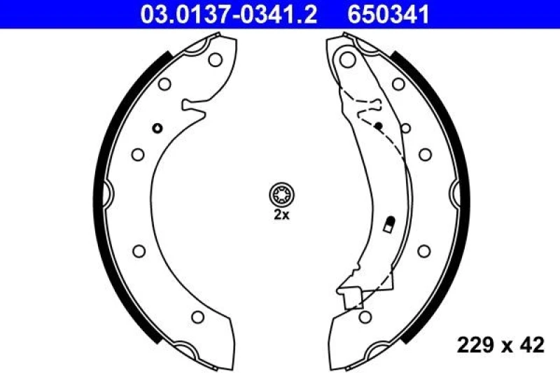 Image of ATE 03.0137-0341.2 Brake Shoes with lever Brake Shoe Set (70)