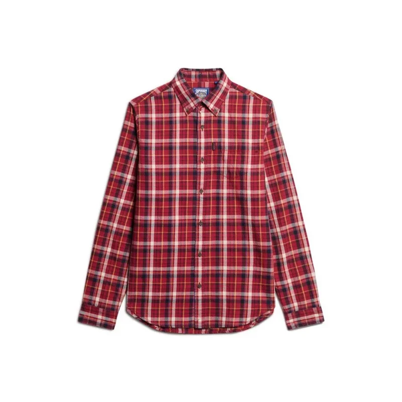Image of Superdry Long sleeve checked cotton shirt Superdry Vintage Rouge Male L