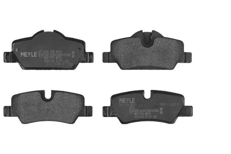 Image of MEYLE 025 259 8016 Brake pad set Rear Axle, prepared for wear warning indicator, Original Quality, with anti-squeak plate Brake Pad Set,disc brake (4