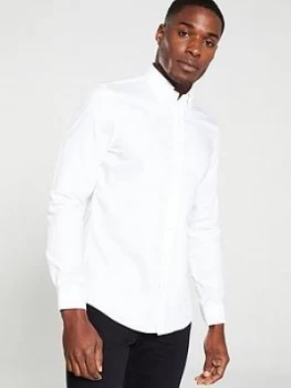 Image of Calvin Klein Easy Iron Fitted Oxford Shirt - White