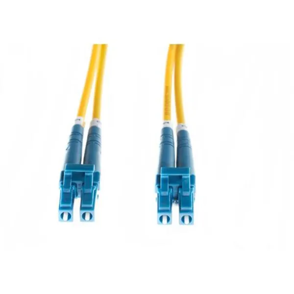 image of 15m LC-LC OS2 / OS1 Singlemode Fibre Optic Duplex LSZH Patch Lead 2mm Oversleeving Yellow